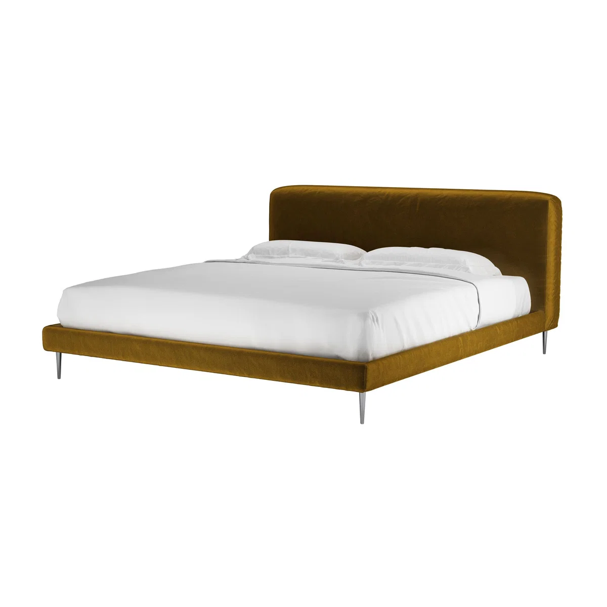 Lucy Super King Bed in Nefertiti Gold Cotton Matt Velvet - sofa.com