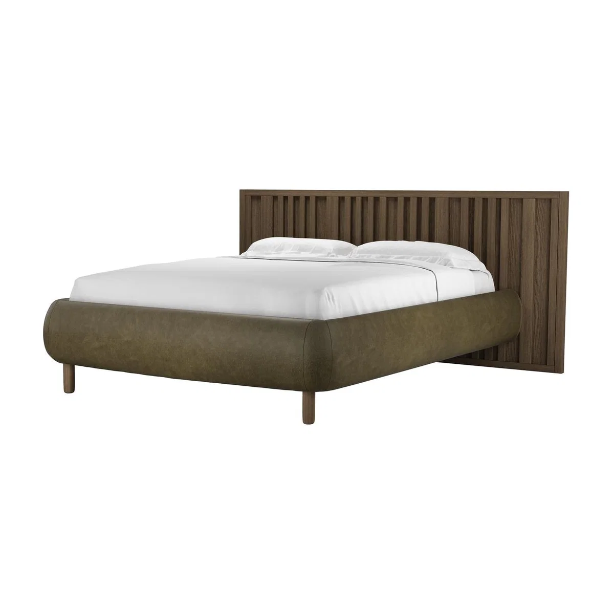 Florence King Bed in Dark Moss Antique Leather - sofa.com – image 1