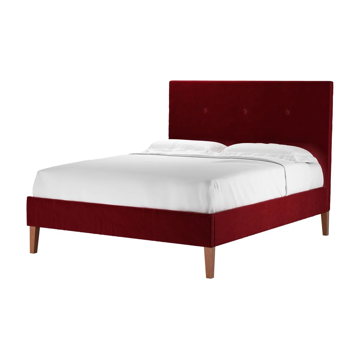 Avery 130cm King Bed in Claret Cotton Matt Velvet - sofa.com – image 1