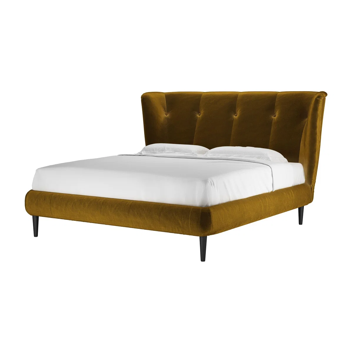 Audrey Super King Bed in Nefertiti Gold Cotton Matt Velvet - sofa.com