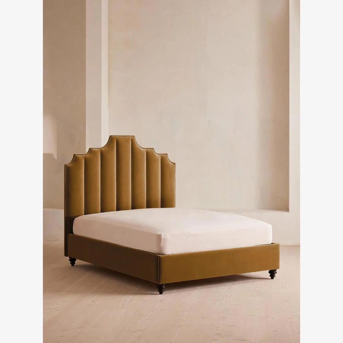 Gerrard Bed, King, Velvet, Mustard – image 1