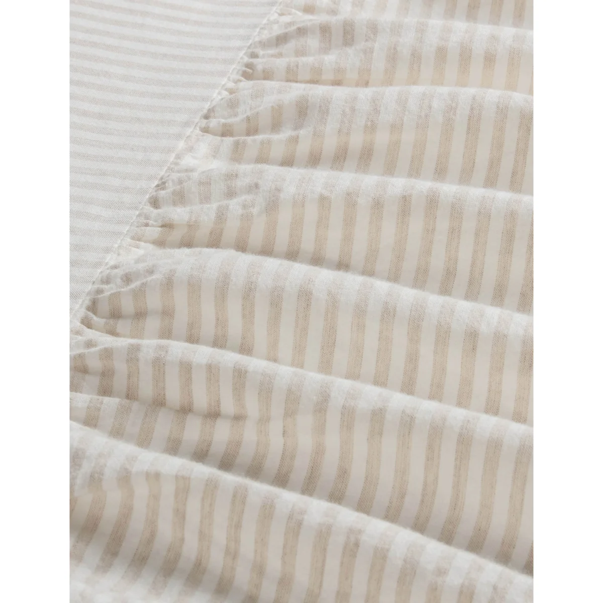 Piglet In Bed Pure Linen Striped Valance Sheet Oatmeal Mix – image 2