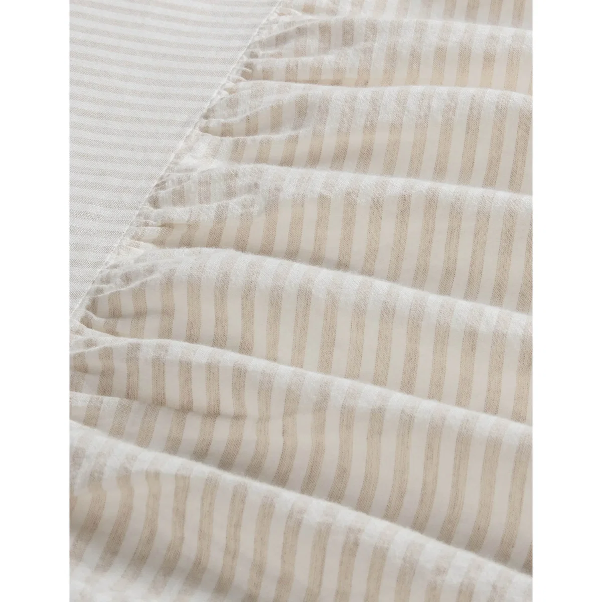 Piglet In Bed Pure Linen Striped Valance Sheet Oatmeal Mix – image 2