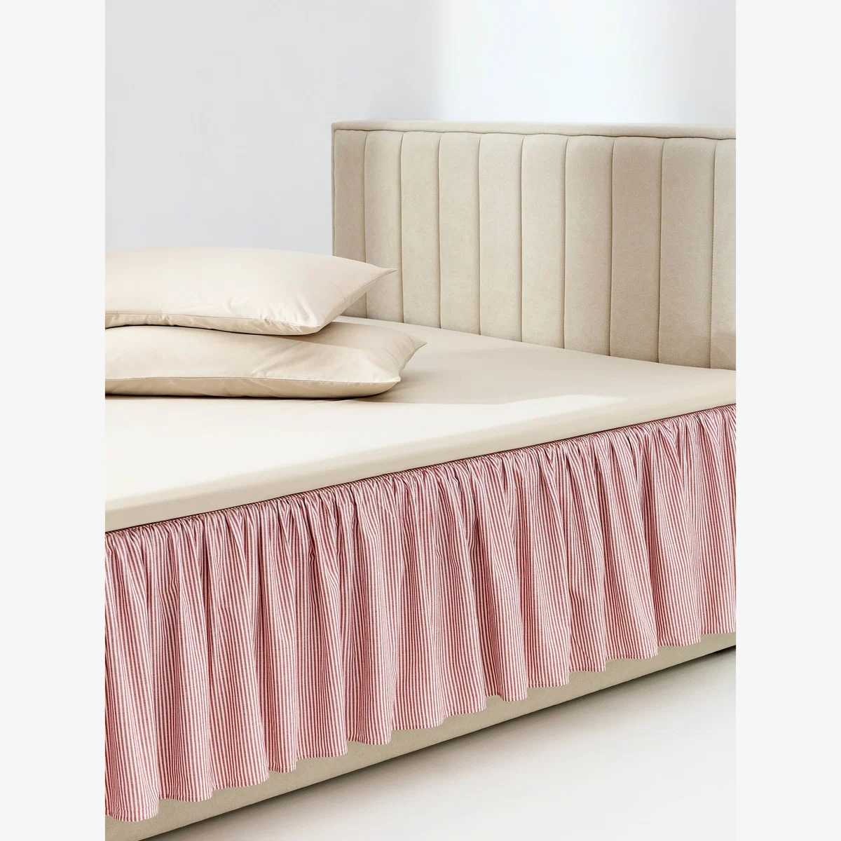 Striped Cotton Bed Valance Twyla with Ruffles – image 1