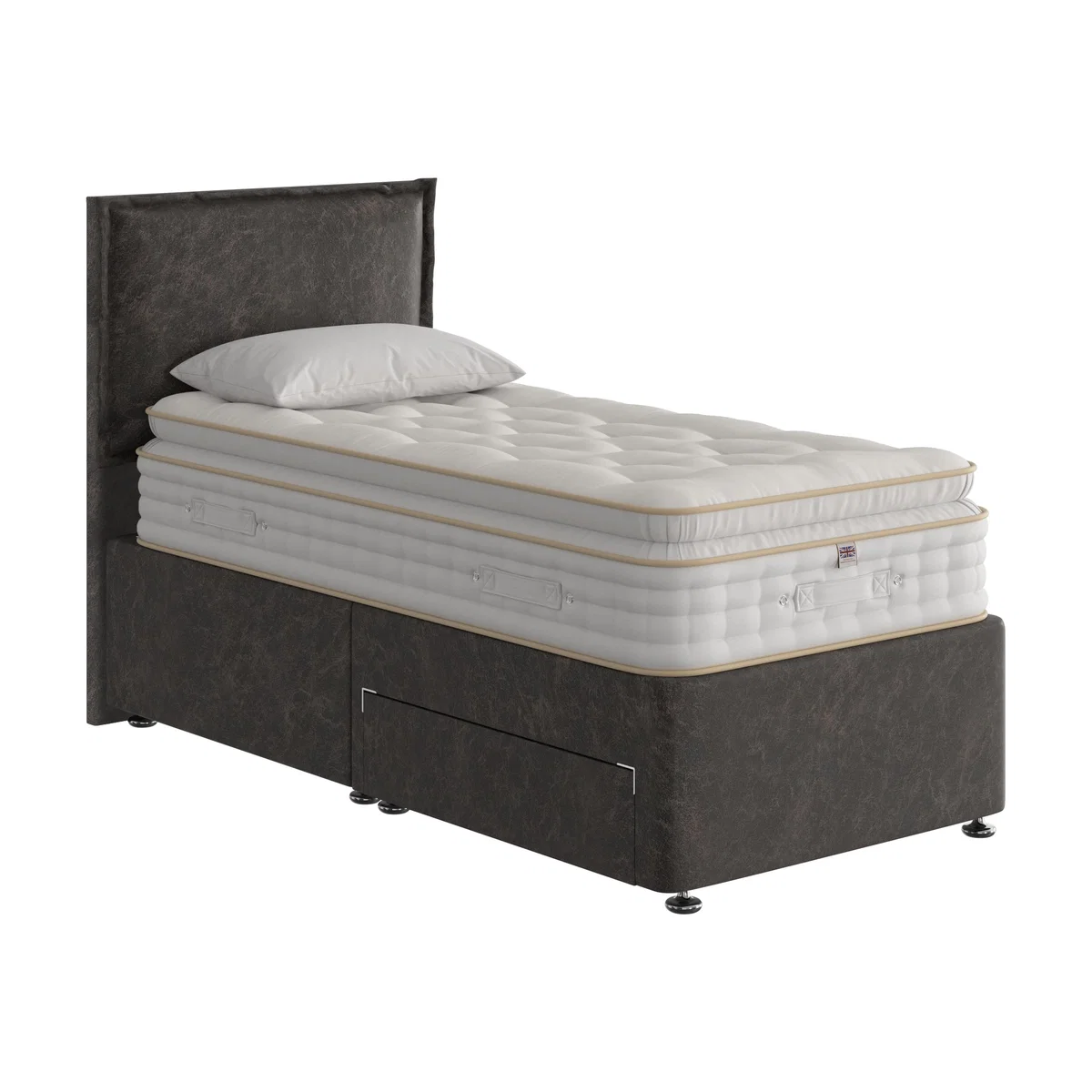 The Handmade Bed Company - Boutique 3000 Pillow Top Divan Set With No Storage - Single - Rhodeo Charcoal – image 1