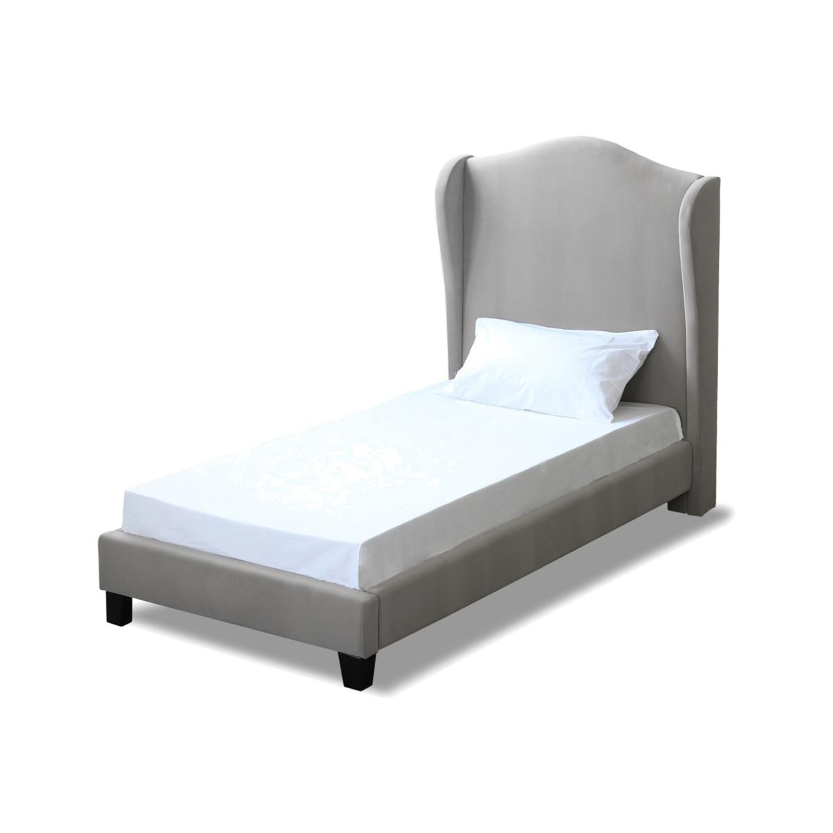 LPD Chateaux Single Wing Back Bed Frame in Silver Velvet