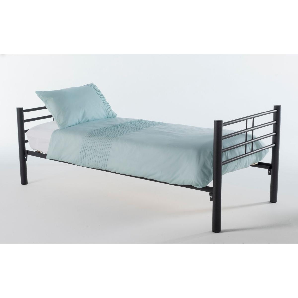 Hudson - Metal Single Bed with Mattress - Black