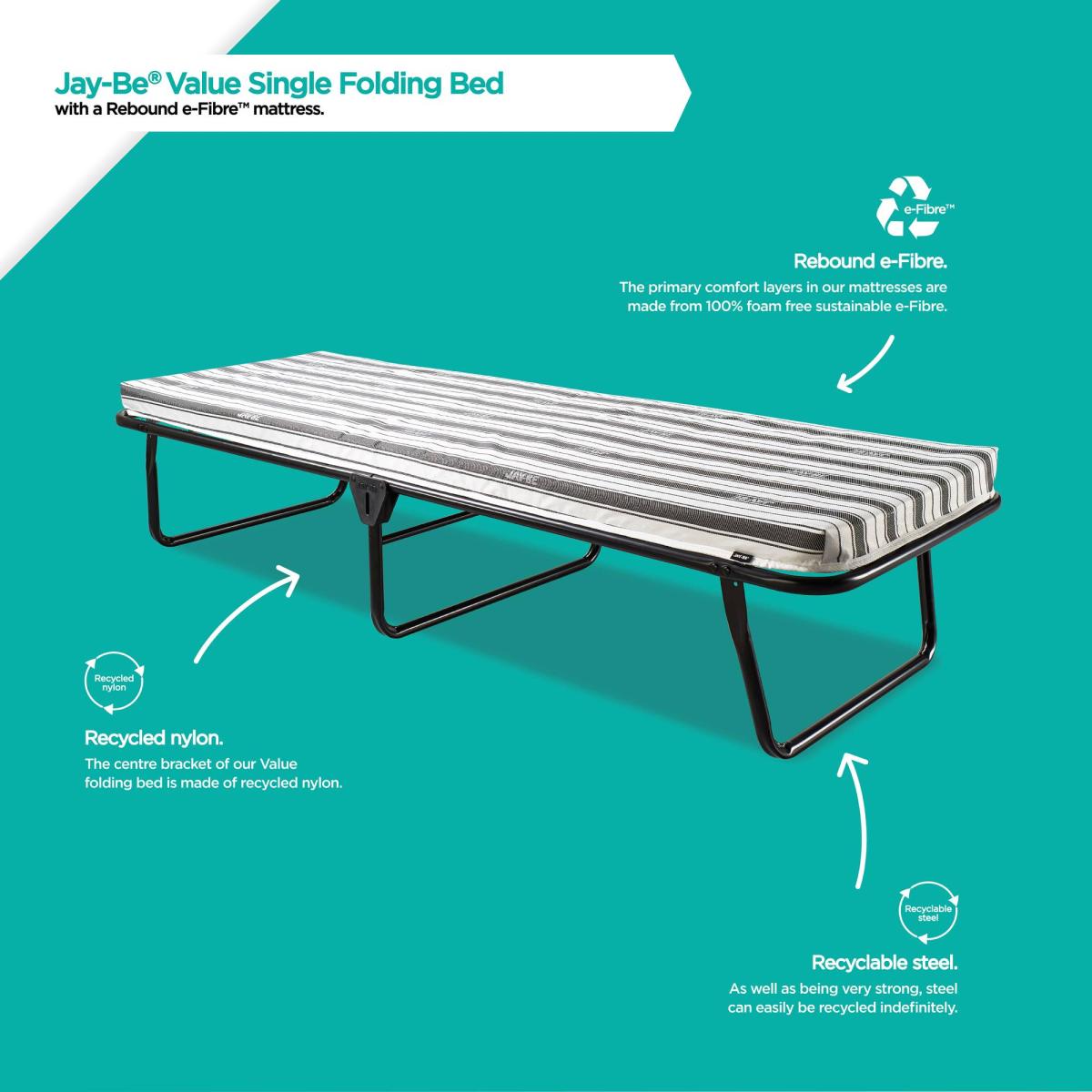 Jay-Be Value Folding Bed With Rebound e-Fibre Mattress - Single – image 4