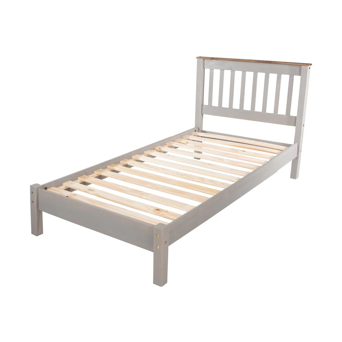 Corona Low End Single Bed Frame - Grey washed wax – image 1