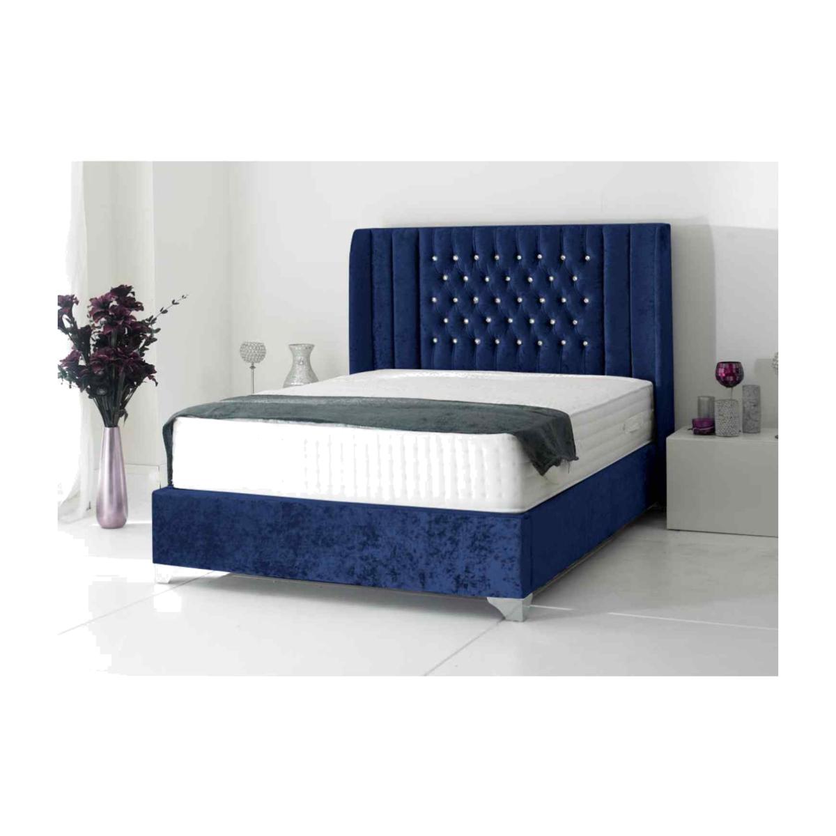 Adil Luxury Modern Plush Velvet Bed Frame - Blue / Single