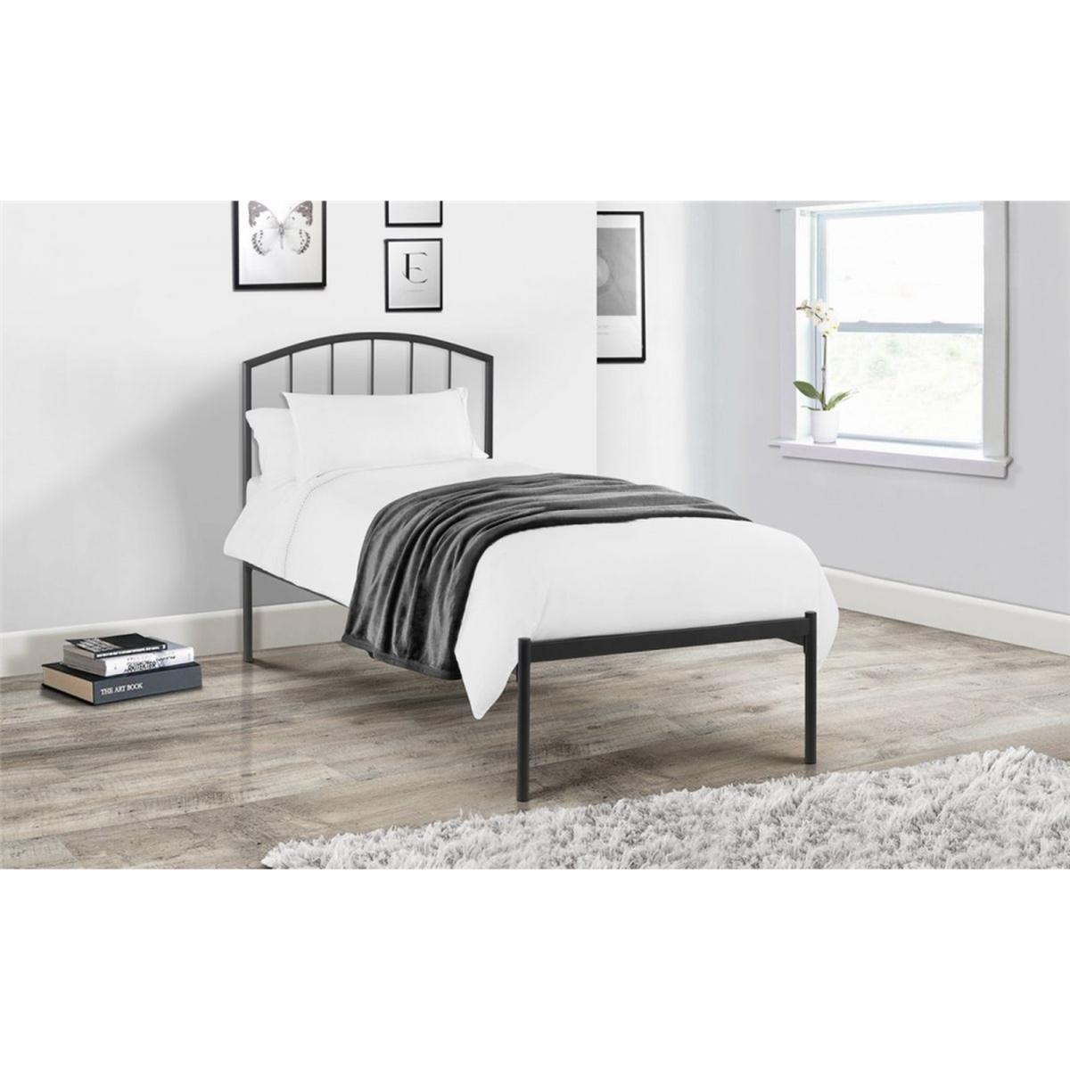 Curved Metal Low End Bed Frame - Satin Grey / Single – image 2