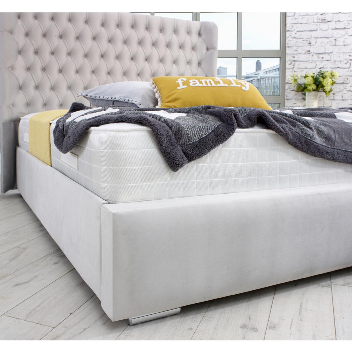Terra Plush 4 Inch Solid Thick Bed Frame With Curved Headboard - Silver / Single – image 2