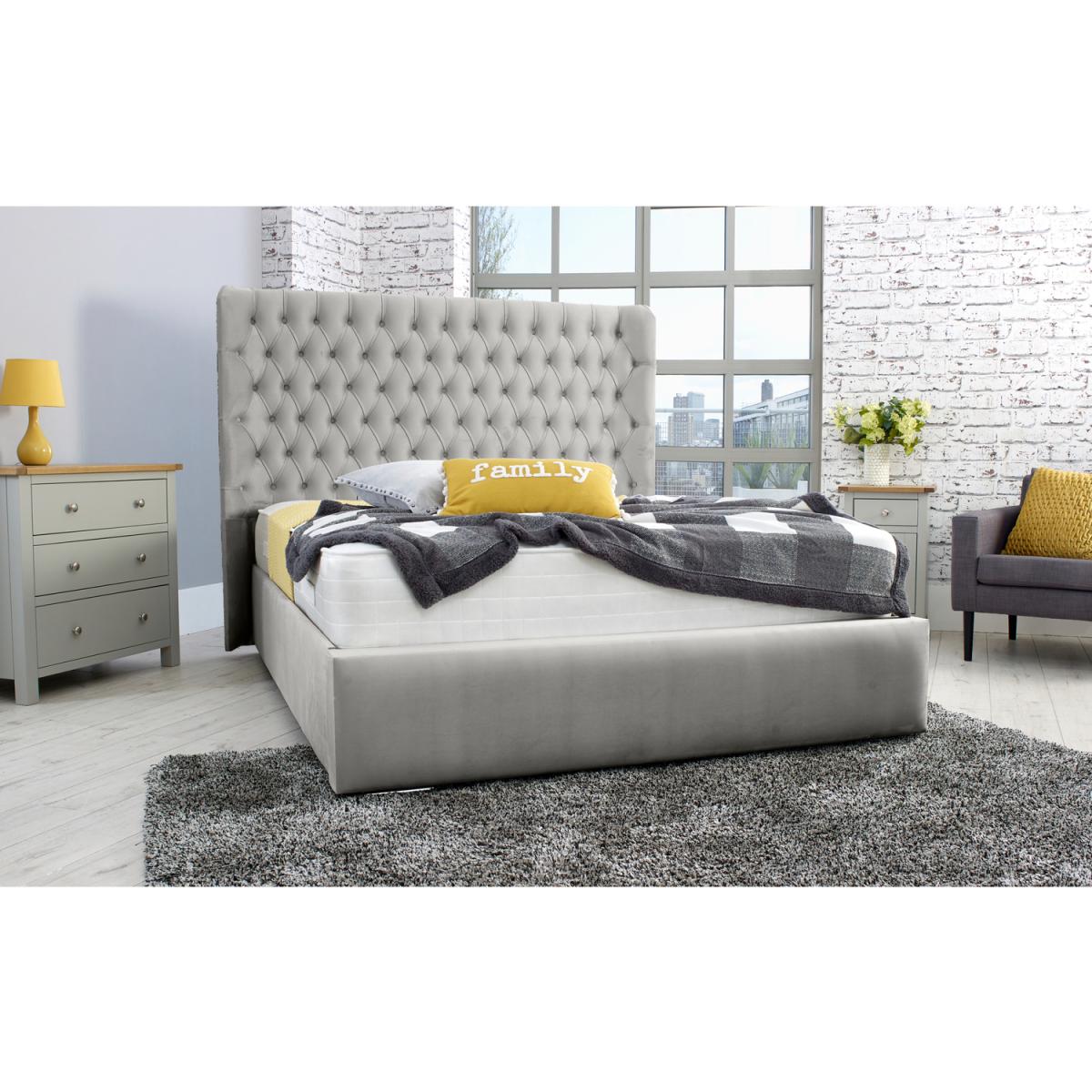 Terra Plush 4 Inch Solid Thick Bed Frame With Curved Headboard - Silver / Single – image 4