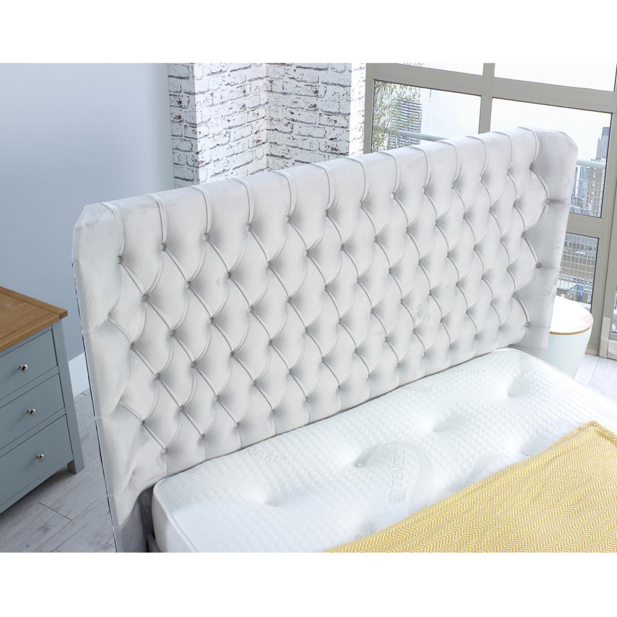 Terra Plush 4 Inch Solid Thick Bed Frame With Curved Headboard - Silver / Single – image 5