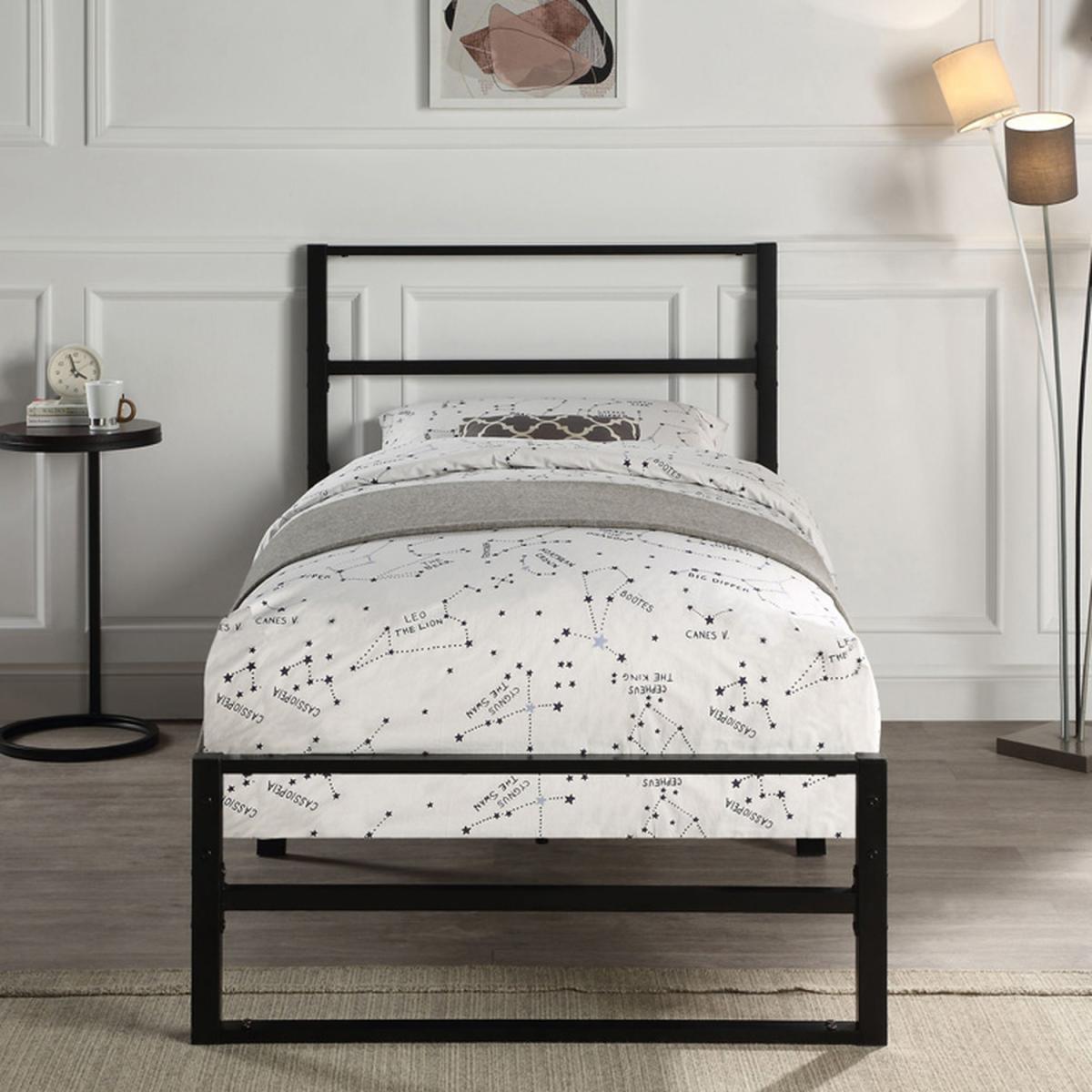 Baldock Modern Black Metal Bed Frame - Black / Single – image 2