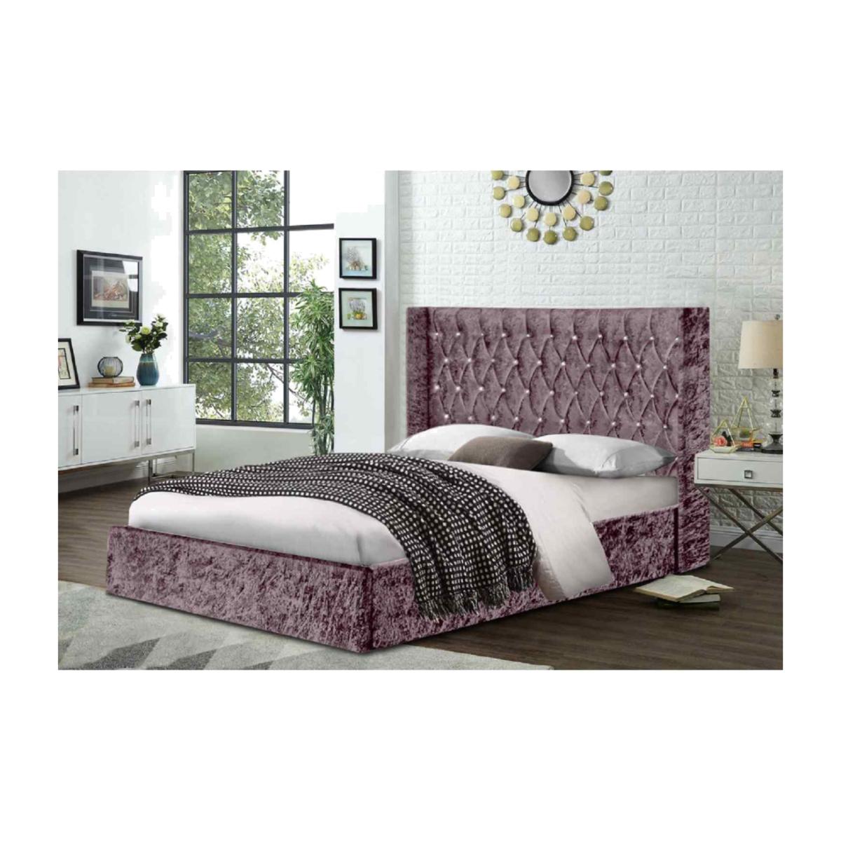Elizabeth Upholstered Crush Velvet Bed Frame - Pink / Single