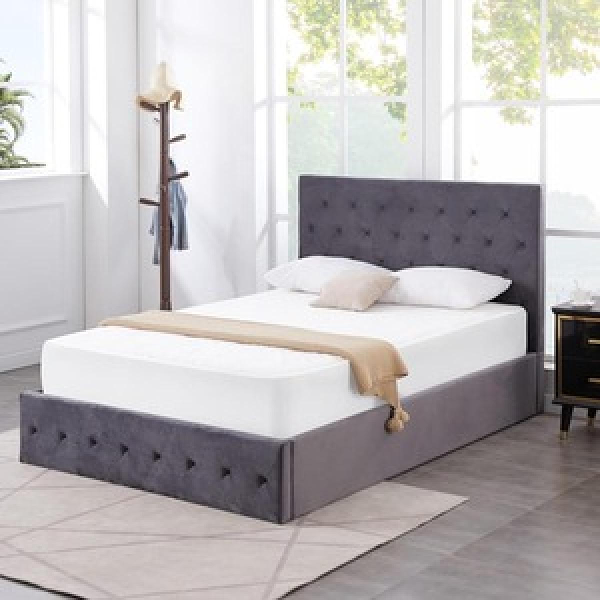 Kosy Koala Grey Single Paris Velvet Bed Frame Storage Bed – image 2