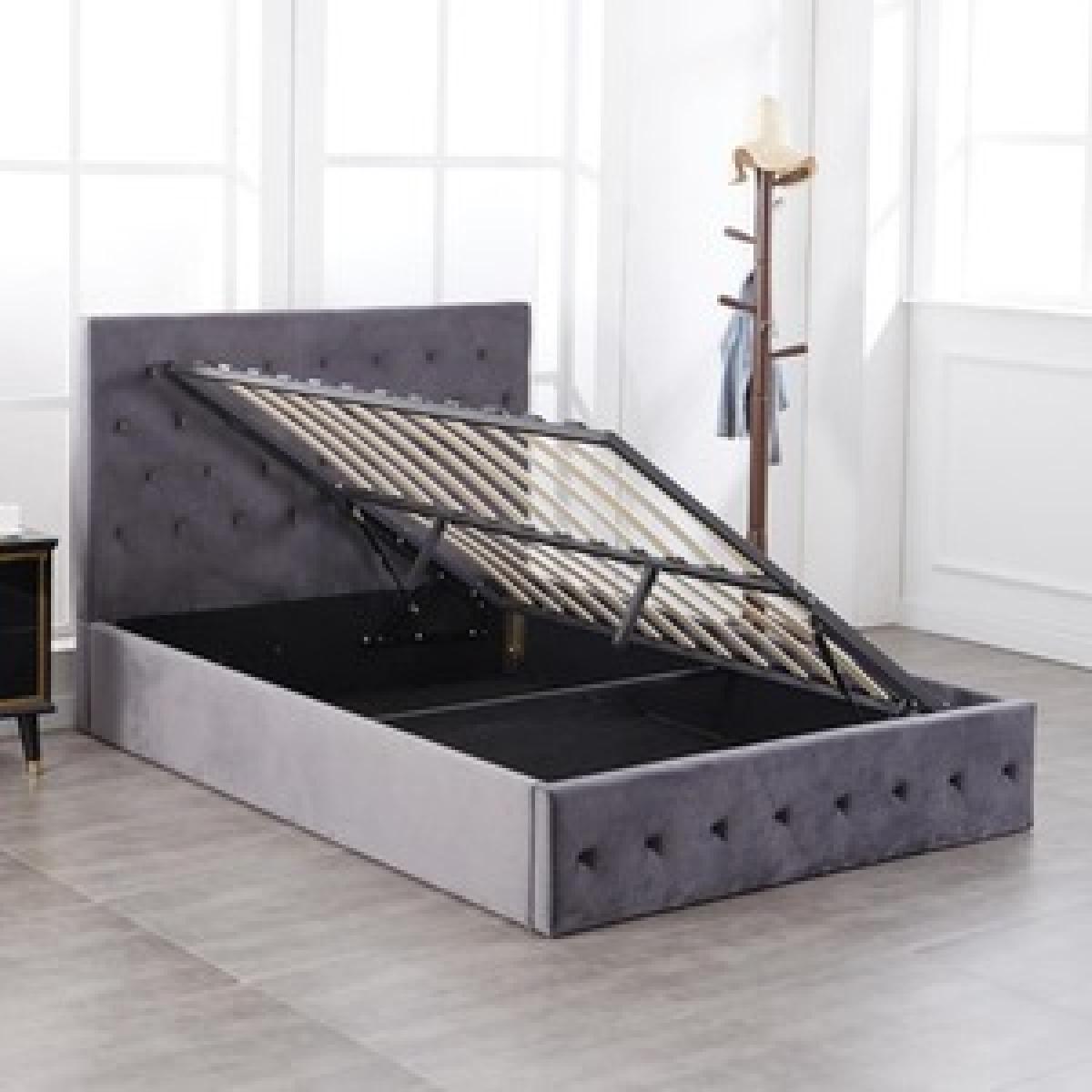 Kosy Koala Grey Single Paris Velvet Bed Frame Storage Bed – image 3