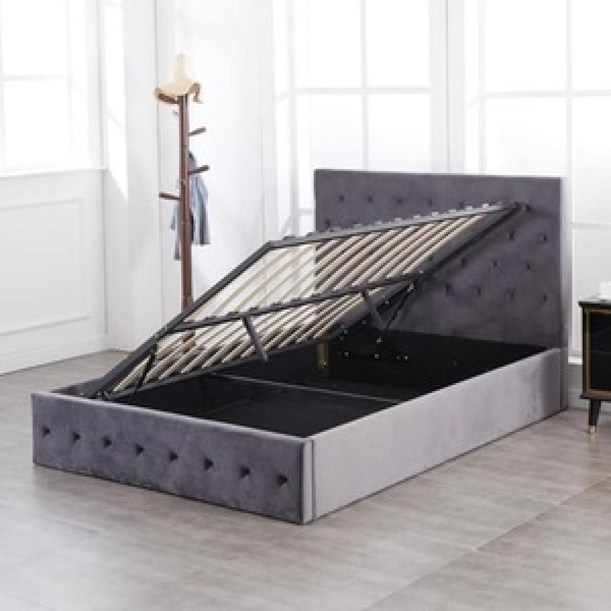 Kosy Koala Grey Single Paris Velvet Bed Frame Storage Bed – image 4
