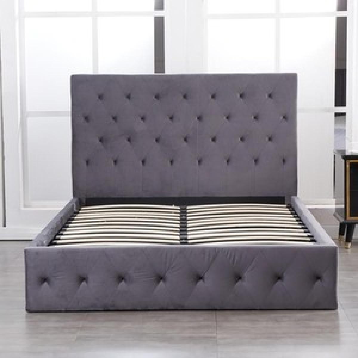 Kosy Koala Grey Single Paris Velvet Bed Frame Storage Bed – image 5