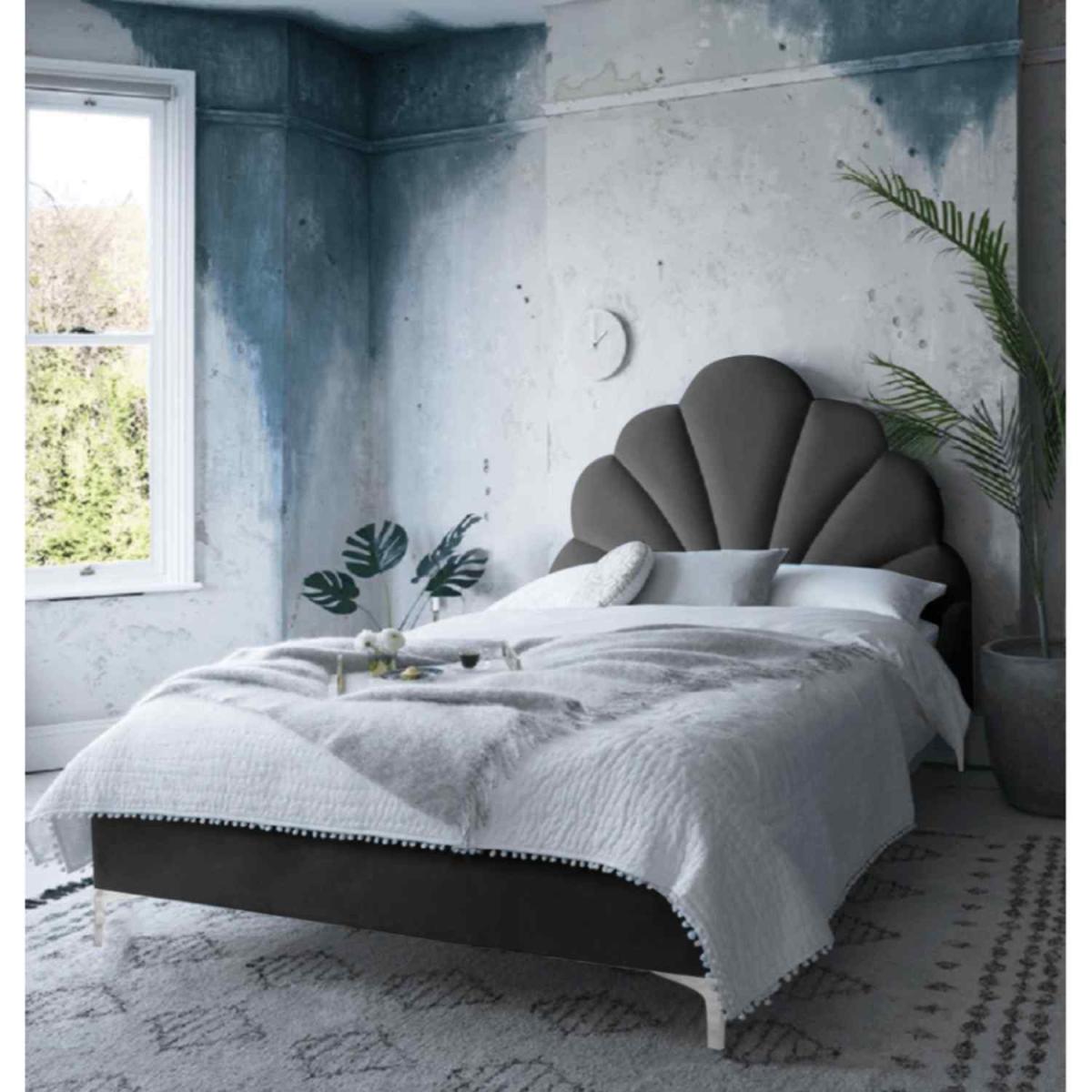 Jacob Upholstered Plush Velvet Bed Frame - Black / Single