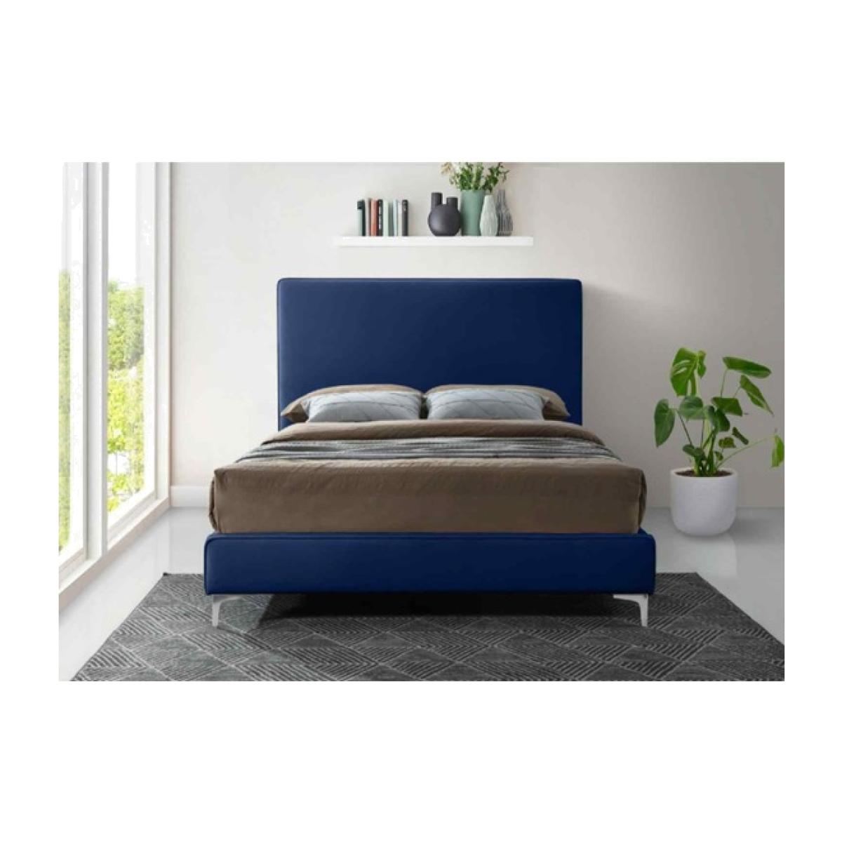 Haizea Upholstered Plush Velvet Bed Frame - Blue / Single