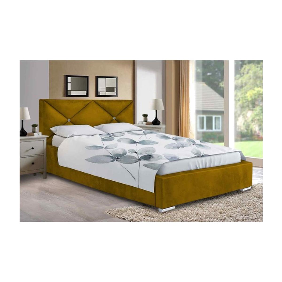 Mia Upholstered Plush Velvet Bed Frame - Yellow / Single – image 1