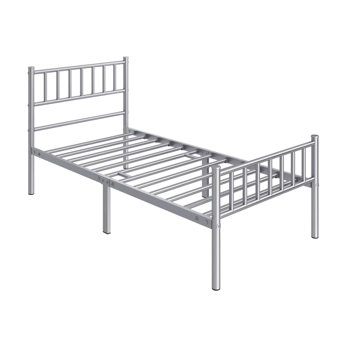 Metal Bed Frame with Large Storage Space - Silver / Single – image 1