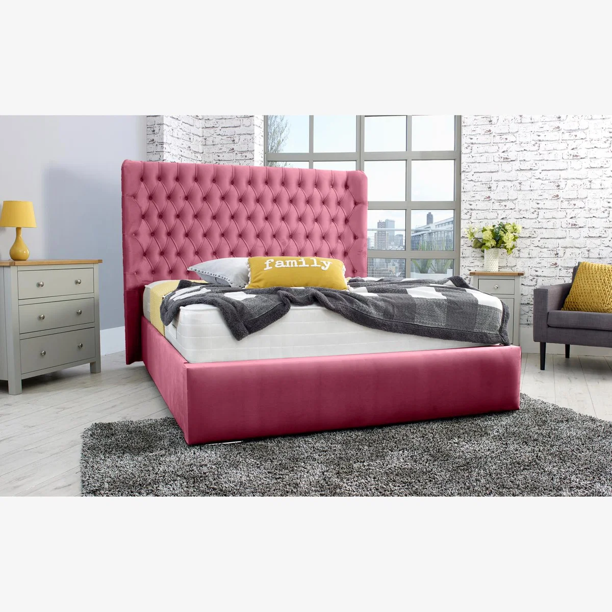 Terra Plush 4 Inch Solid Thick Bed Frame With Curved Headboard - Maroon / Single