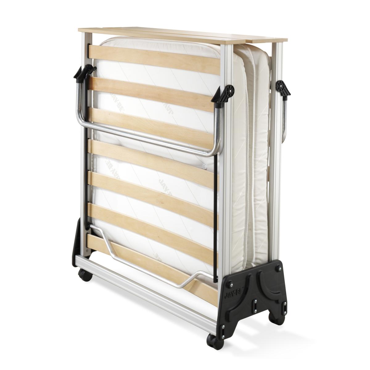 Jay-Be Folding Bed Frame with Luxury Dual Density Mattress - Silver & White / Single – image 2