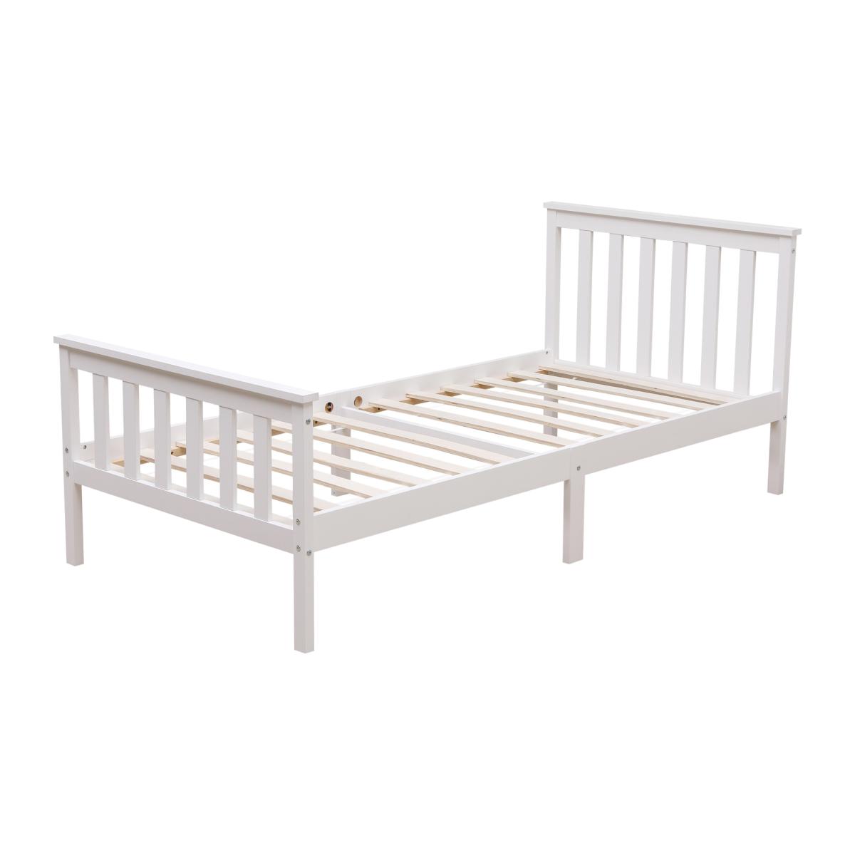 Somnium White Shaker Wooden Bed Frame - White / Small Single