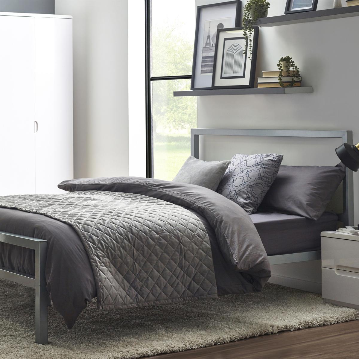 Soto Metal Bed Frame - Silver / Single – image 1
