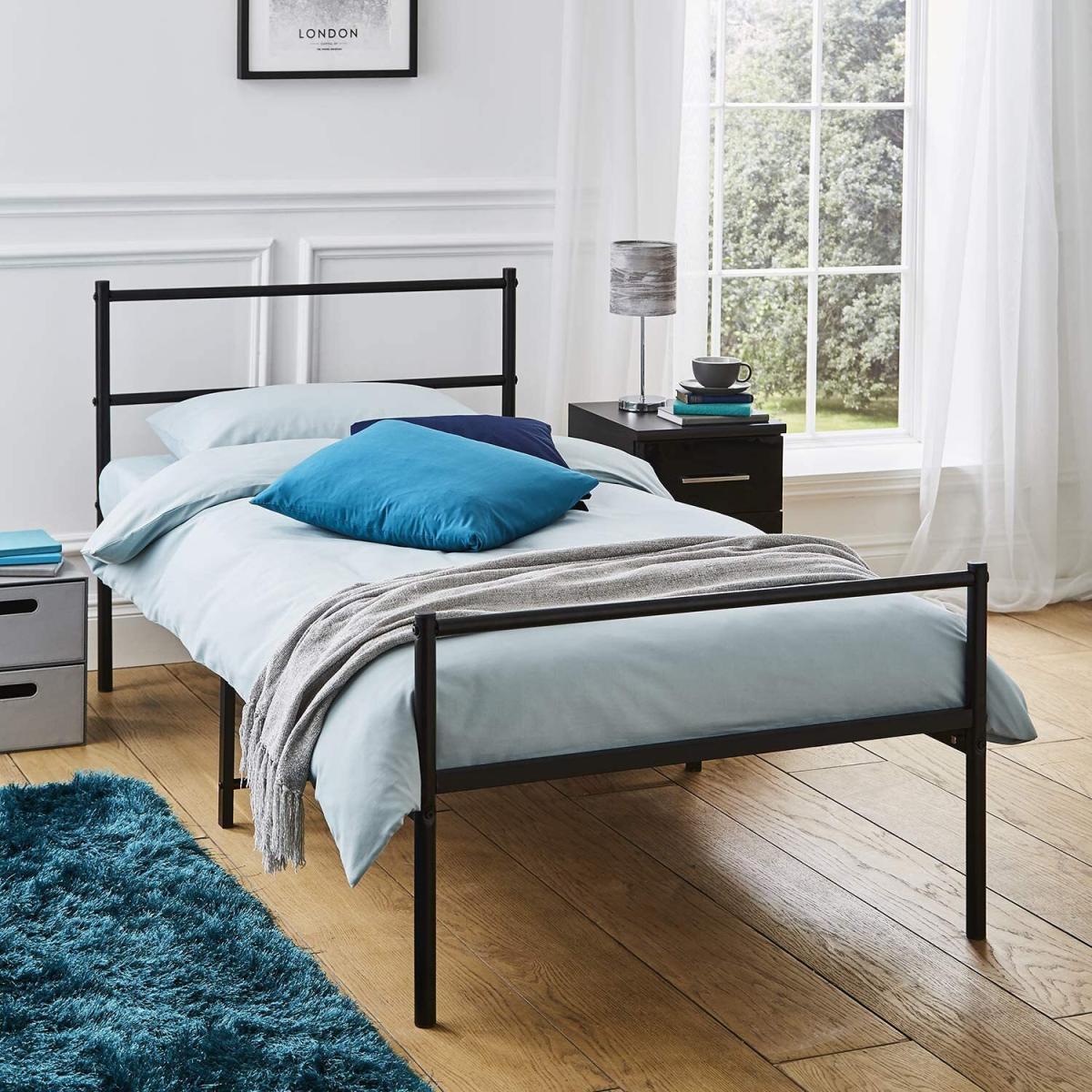 Extra Strong Single Metal Bed Frame In Black - Black – image 1