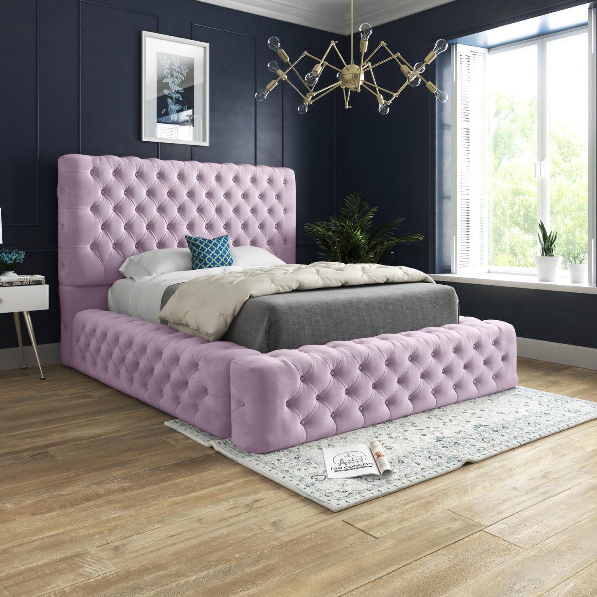 Cambridge Upholstered Soft Velvet Fabric Buttons Bed - Black / Single – image 2