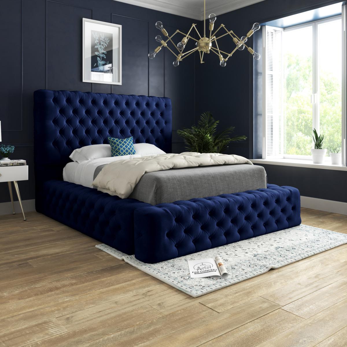 Cambridge Upholstered Soft Velvet Fabric Buttons Bed - Black / Single – image 3