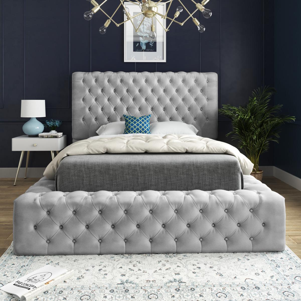 Cambridge Upholstered Soft Velvet Fabric Buttons Bed - Black / Single – image 5