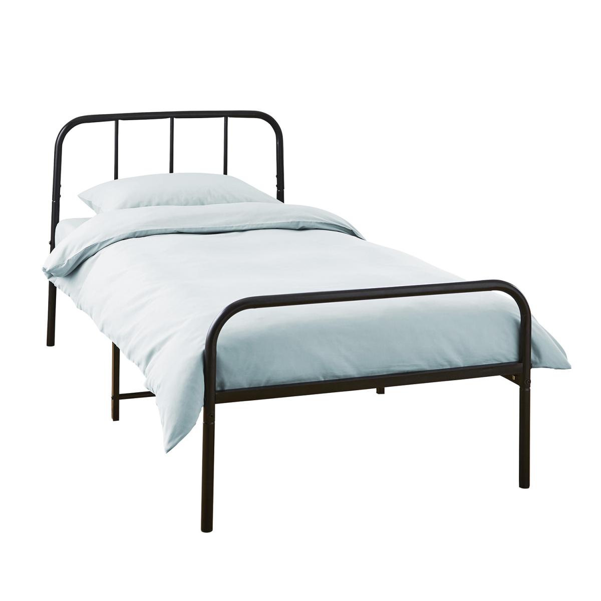 Single Extra Strong Metal Bed Frame with Rounded Head In Black - Black – image 2