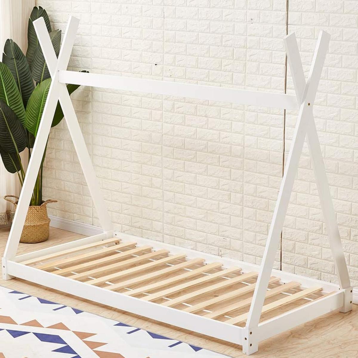 Tent Teepee Single Kids Bed Frame - White or Pine - White – image 2