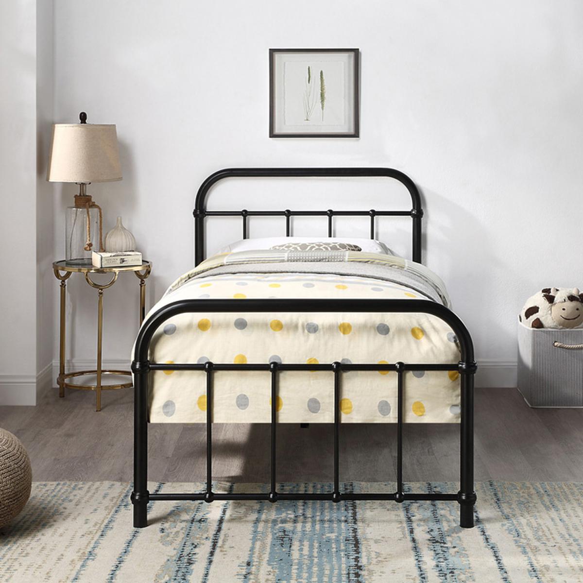 Tewin Vintage Hospital Style Metal Bed Frame - Black / Single – image 2