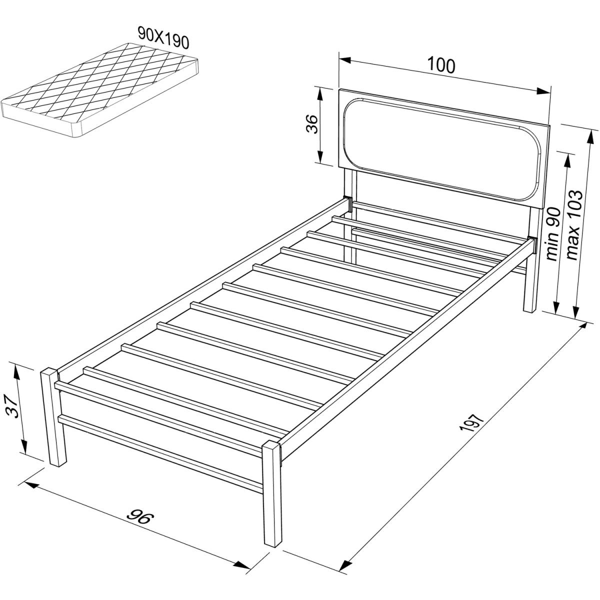 Krell Single Bed Frame - White, Sonomo – image 2