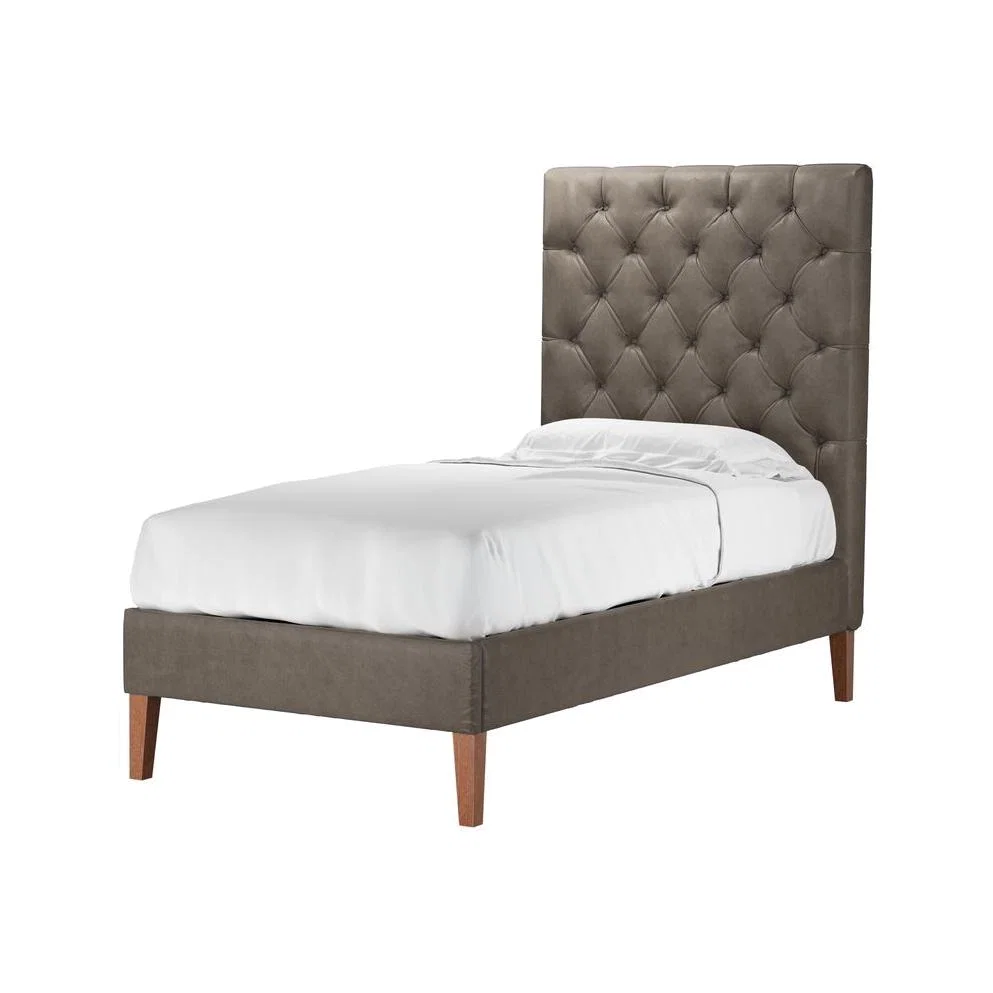 Rosalie 150cm Single Bed in Basalt Grain Leather - sofa.com – image 1