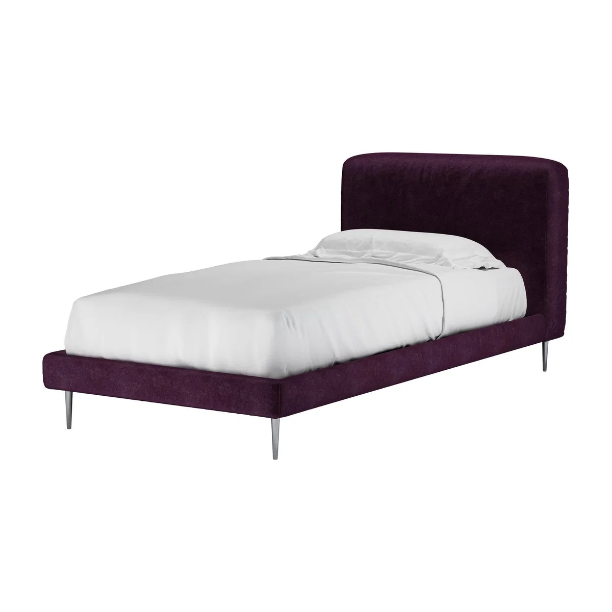 Lucy Single Bed in Plum Smart Velvet - sofa.com – image 1