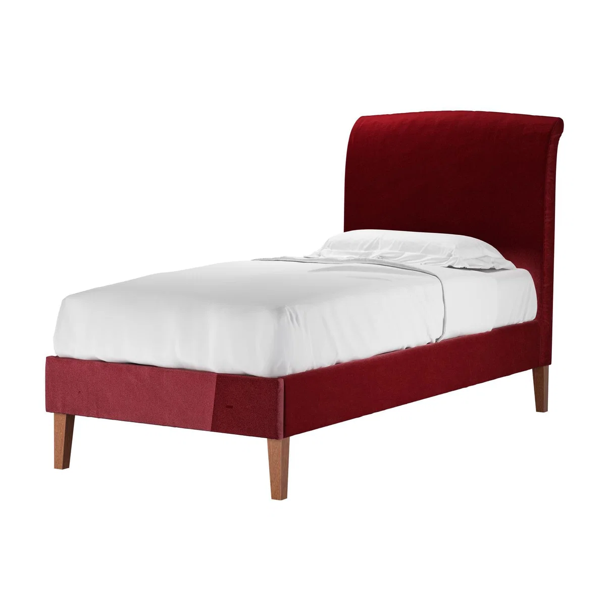 Thea Single Bed in Claret Cotton Matt Velvet - sofa.com – image 1