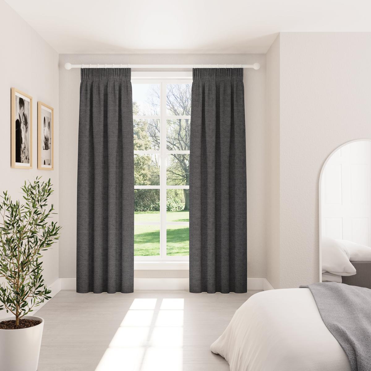 Dawson Graphite Thermal Pencil Pleat Curtains Graphite (Grey) – image 2