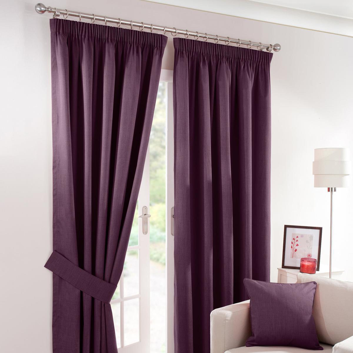 Solar Aubergine Blackout Pencil Pleat Curtains Purple – image 2