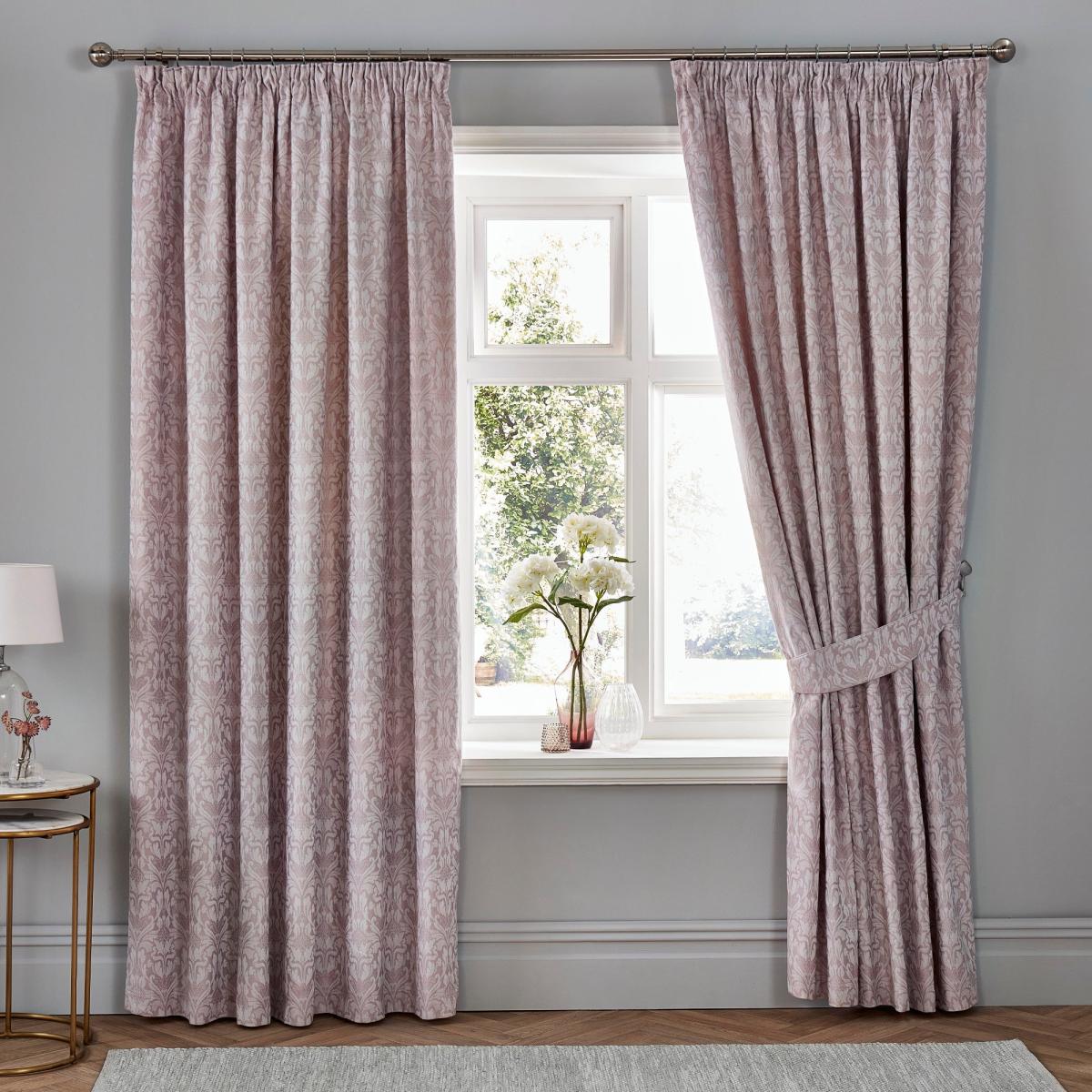 Woven Hawthorne Lavender Pair of Pencil Pleat Curtains With Tie Backs Lavender – image 2