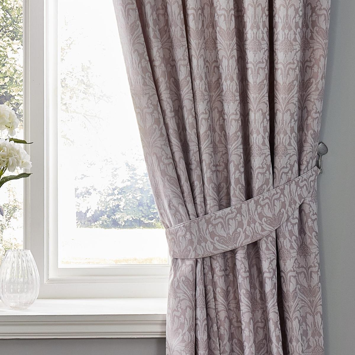 Woven Hawthorne Lavender Pair of Pencil Pleat Curtains With Tie Backs Lavender – image 4