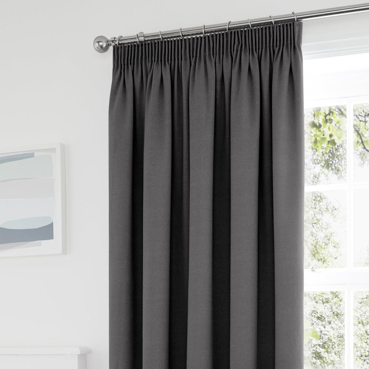 Tyla Graphite Blackout Pencil Pleat Curtains Grey – image 2