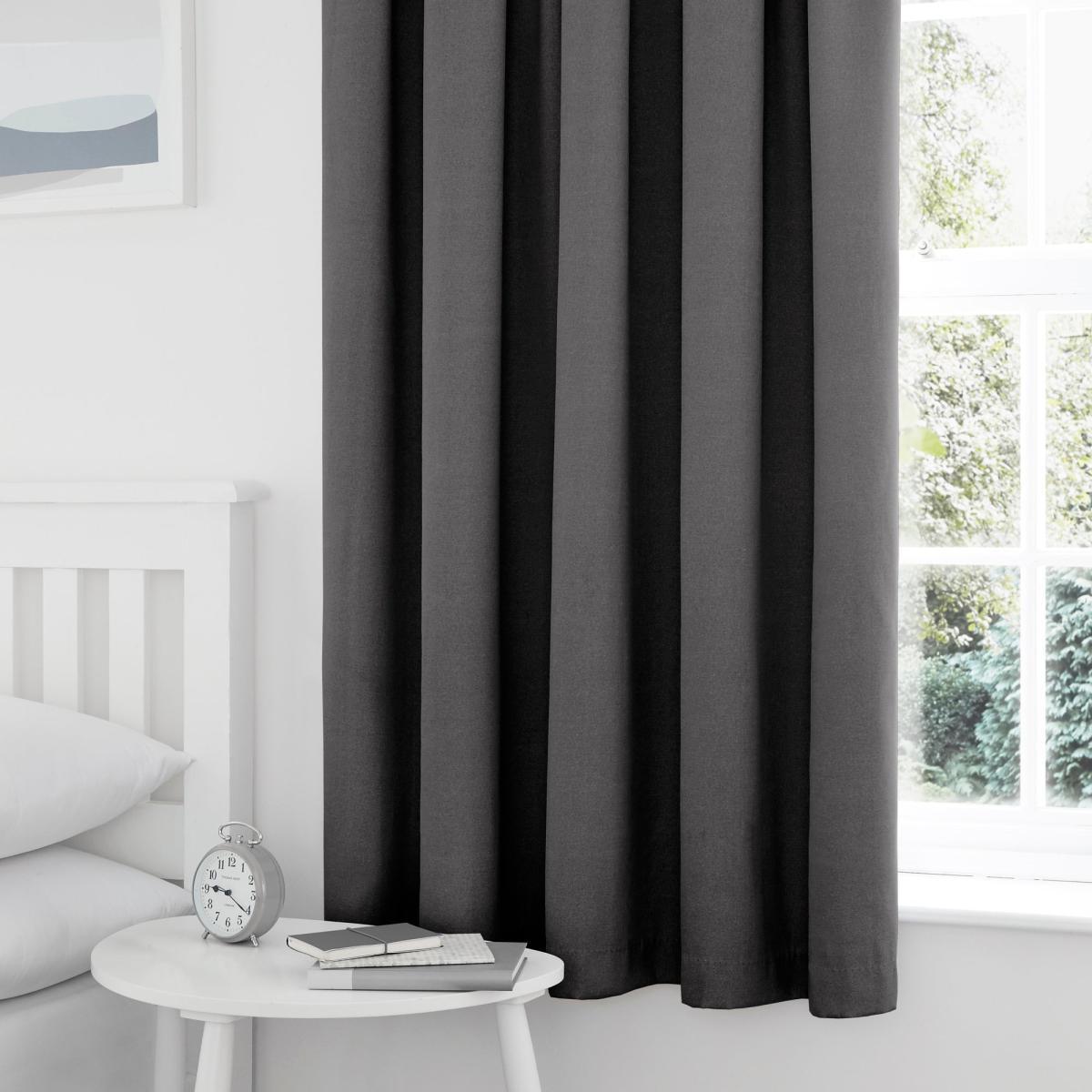 Tyla Graphite Blackout Pencil Pleat Curtains Grey – image 3