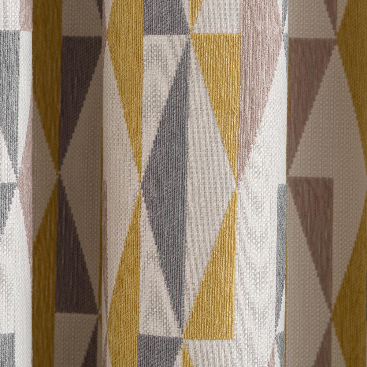 Elements Triangles Ochre Chenille Pencil Pleat Curtains Yellow, Grey and White – image 5